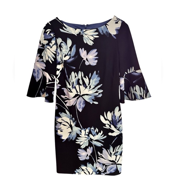 Vince Camuto Dark Navy Floral Print Dress size 8 - Picture 1 of 9